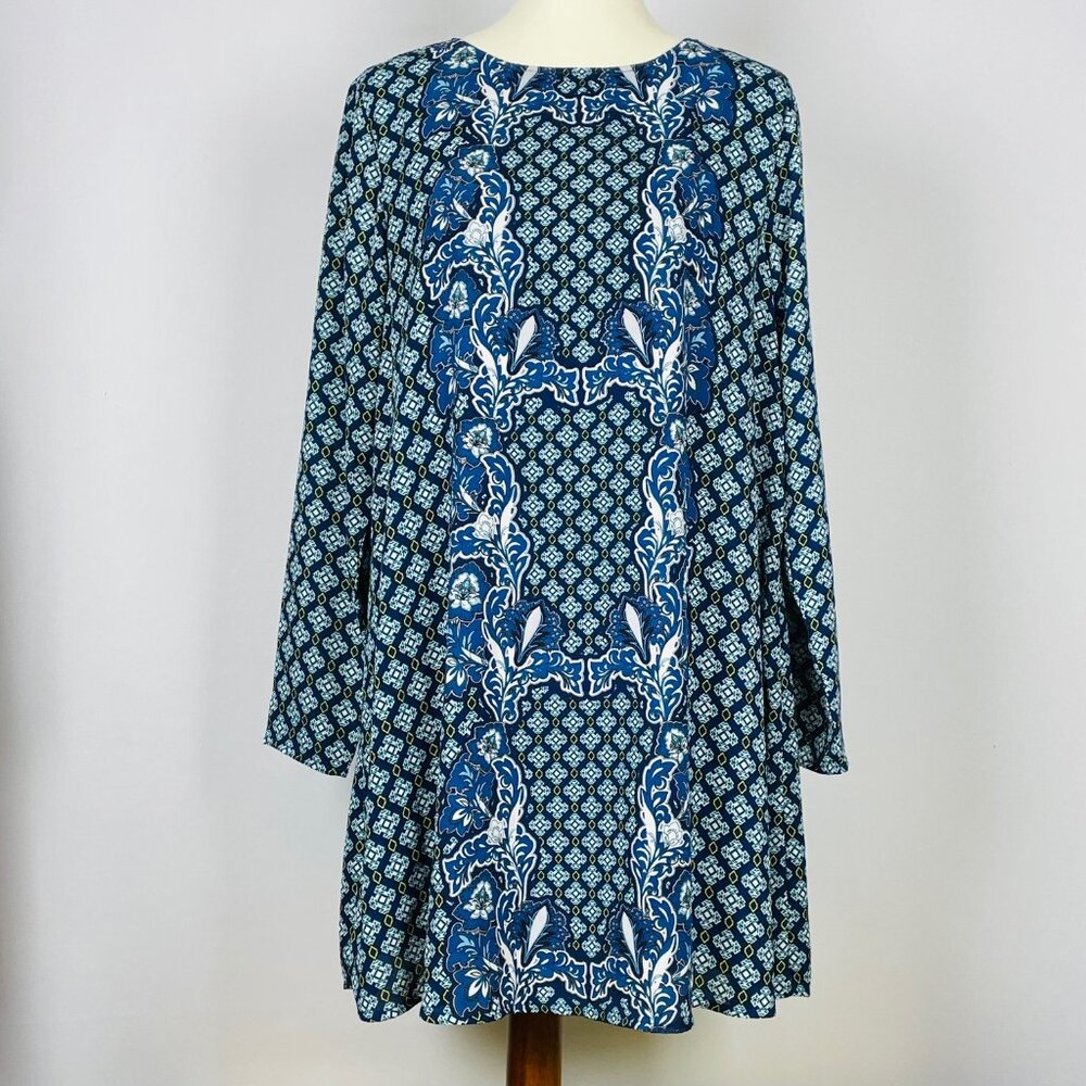 Clover & Scout Chinoiserie Shift Dress Sz XL Grand Millennial Old Money